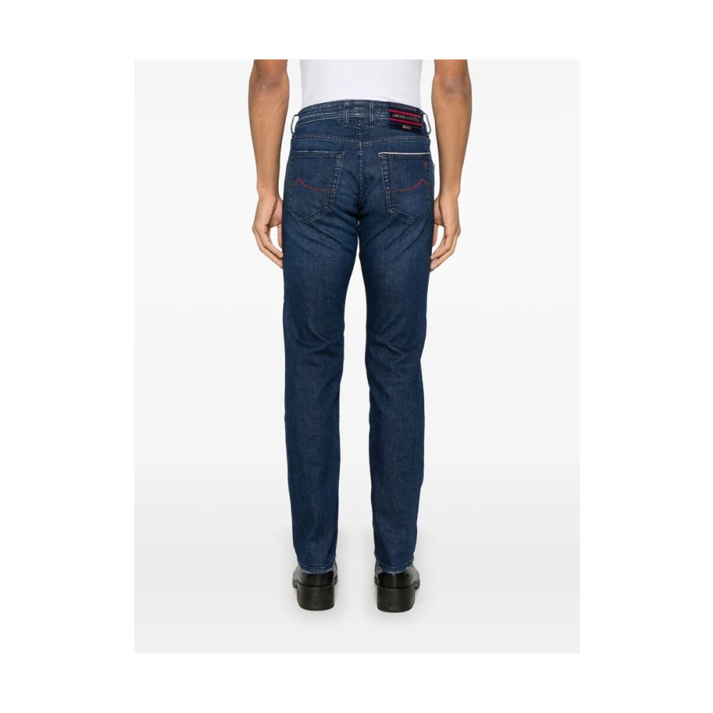 Jacob Cohën Indigo Blauwe Klassieke Vijf Zak Jeans Blue Heren