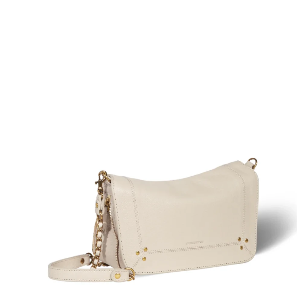 Jérôme Dreyfuss Beige Leren Schoudertas met Ketting Beige Dames