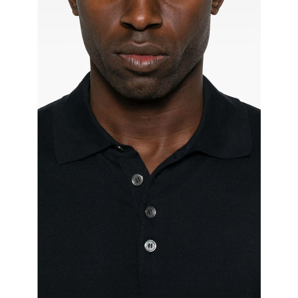 Daniele Fiesoli Blauw Geribbelde Manchetten Poloshirt Blue Heren