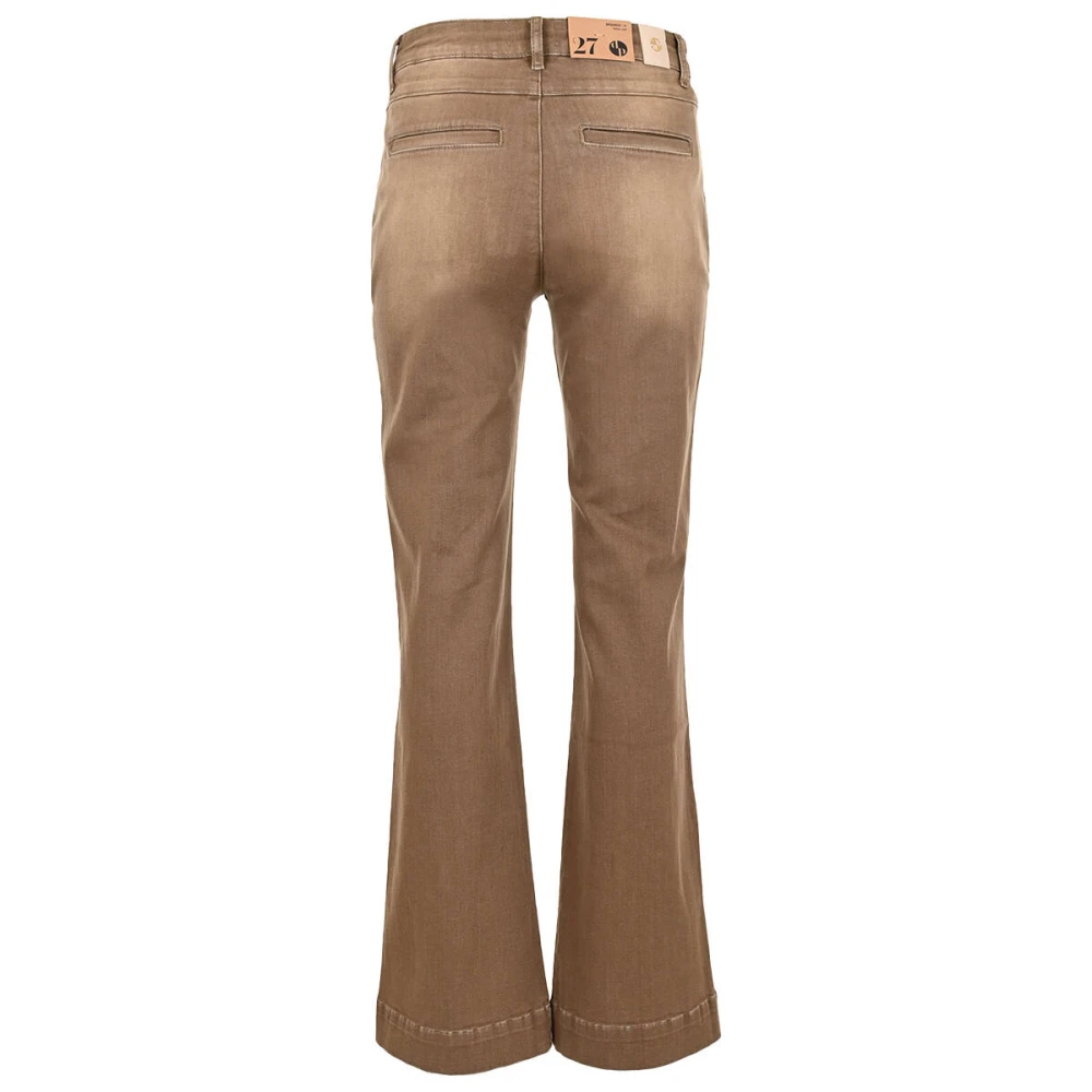 DNM Pure Wijde Pijp V-Front Jeans Brown Dames