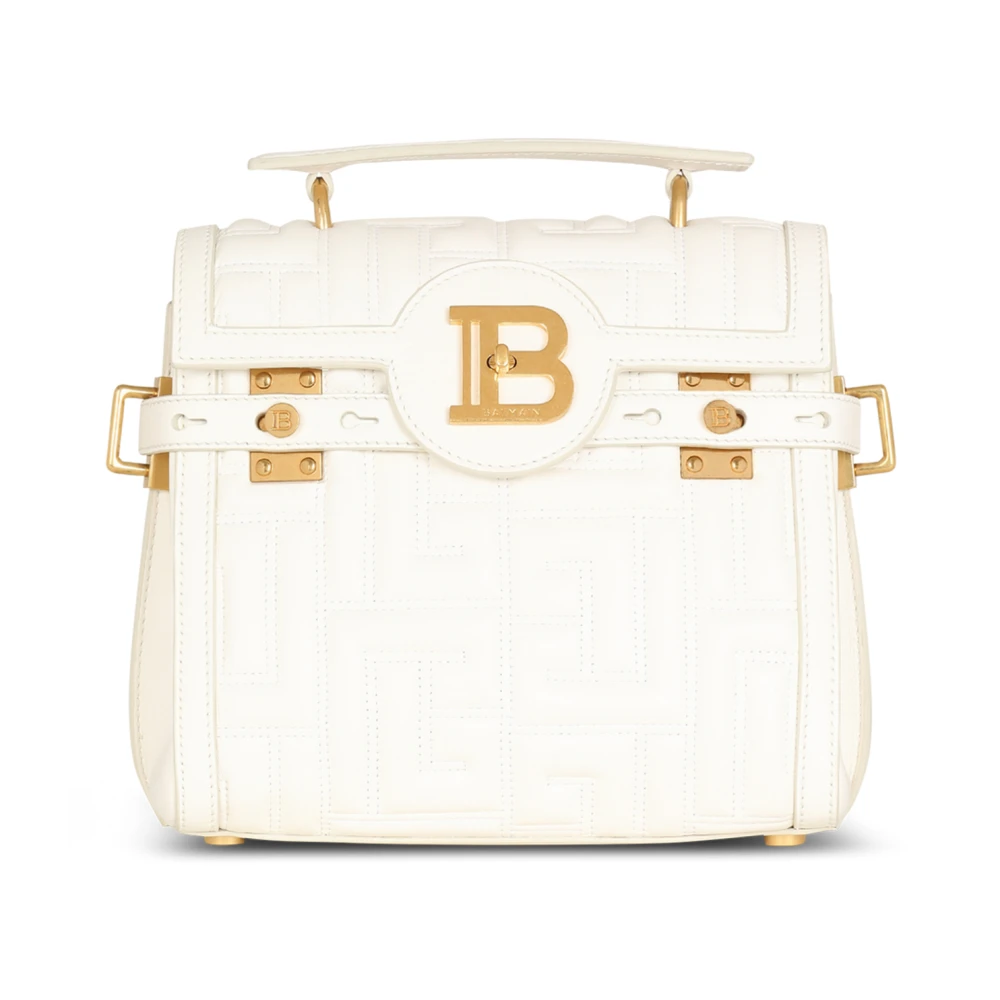 Balmain B-Buzz 23 quiltad läderväska White, Dam