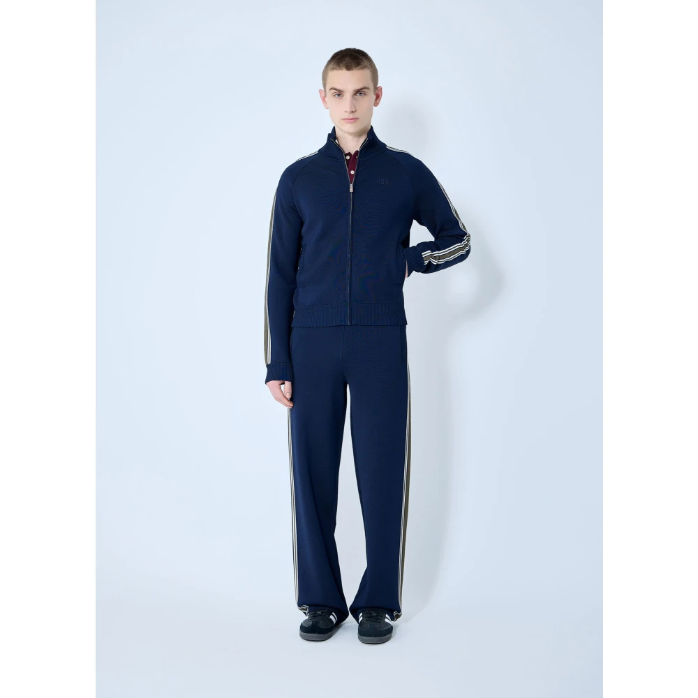 Wales Bonner Gestreepte Gebreide Track Top Blue Heren
