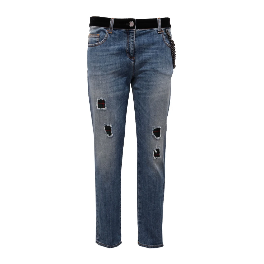 Moschino Women's Blue Boutique Gart Dyed Trouser - Slim Fit Jeans - 2XS - Jeans