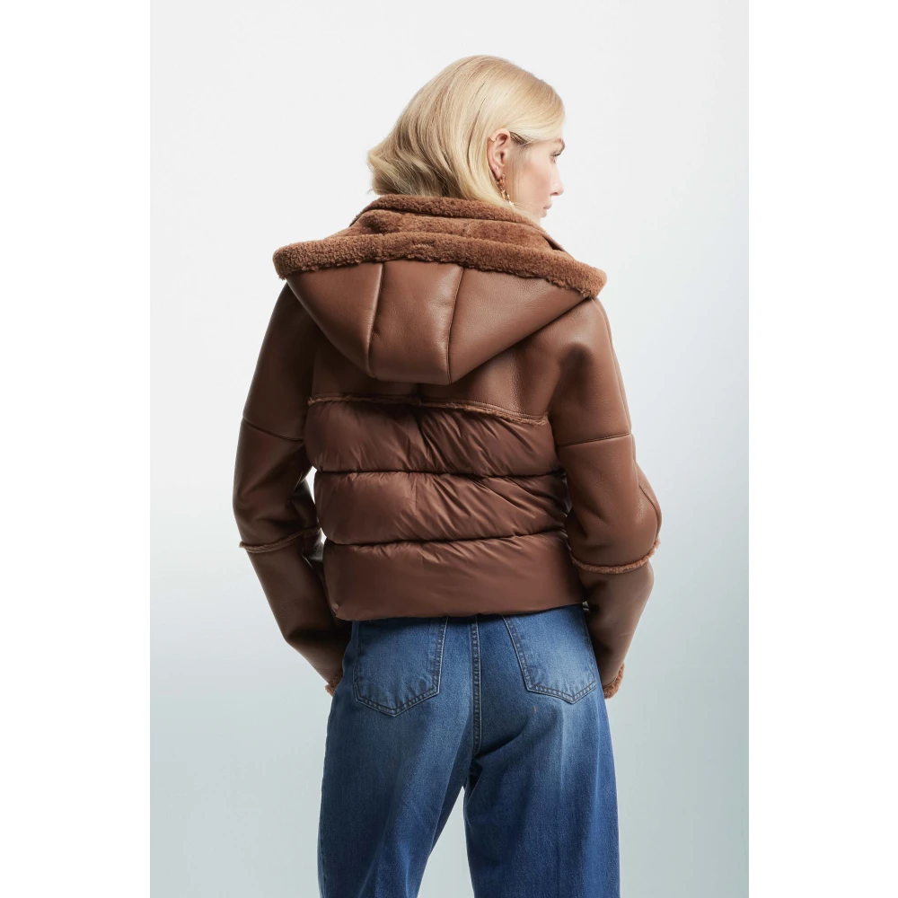 Kocca Korte jas met teddy details Brown Dames