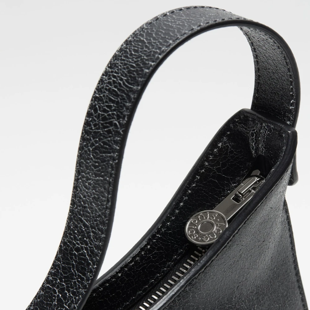 Acne Studios Zwarte leren schoudertas Black Dames