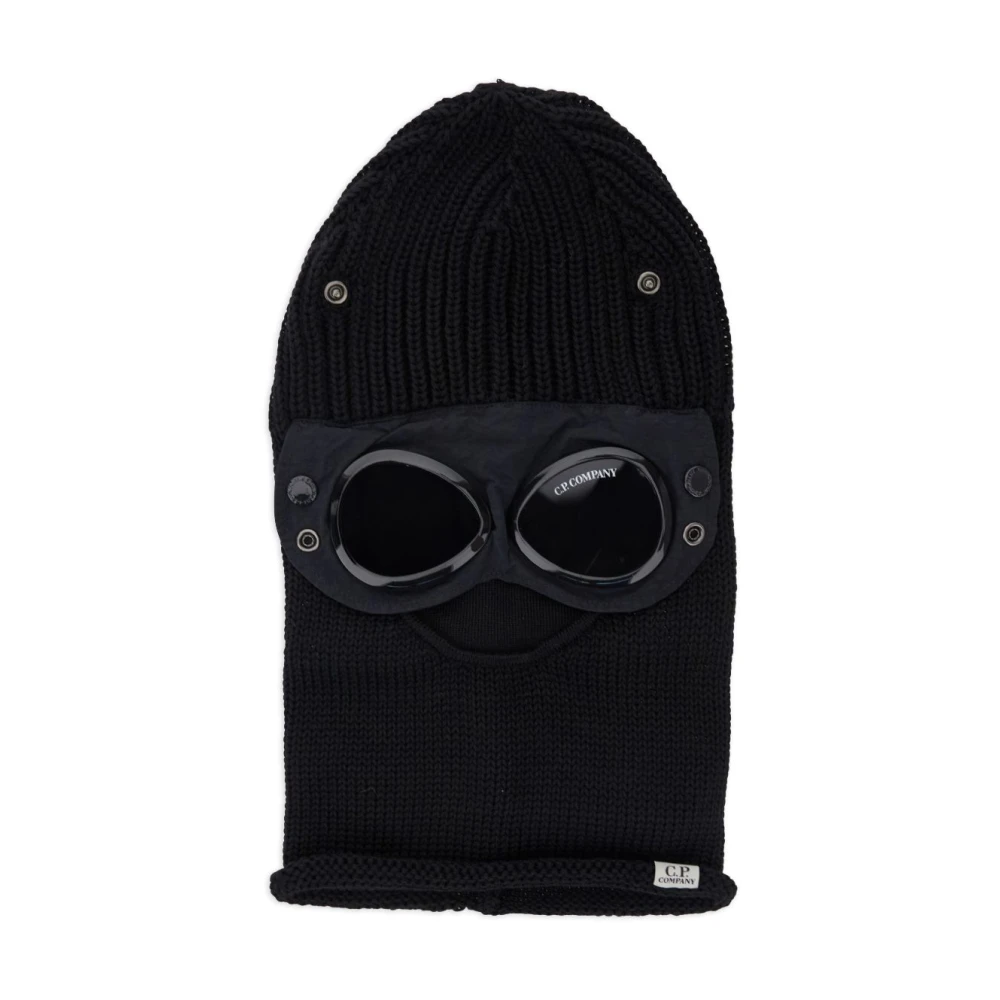 C.p. Company Men's Black Accessories, One Size, Extrafine Merino Wool Goggle Balaclava