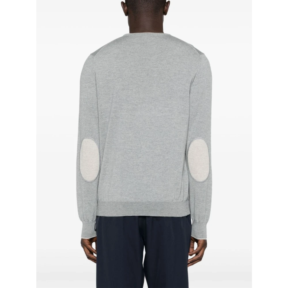 Fay Lichtgrijze trui met contrastpatches Gray Heren
