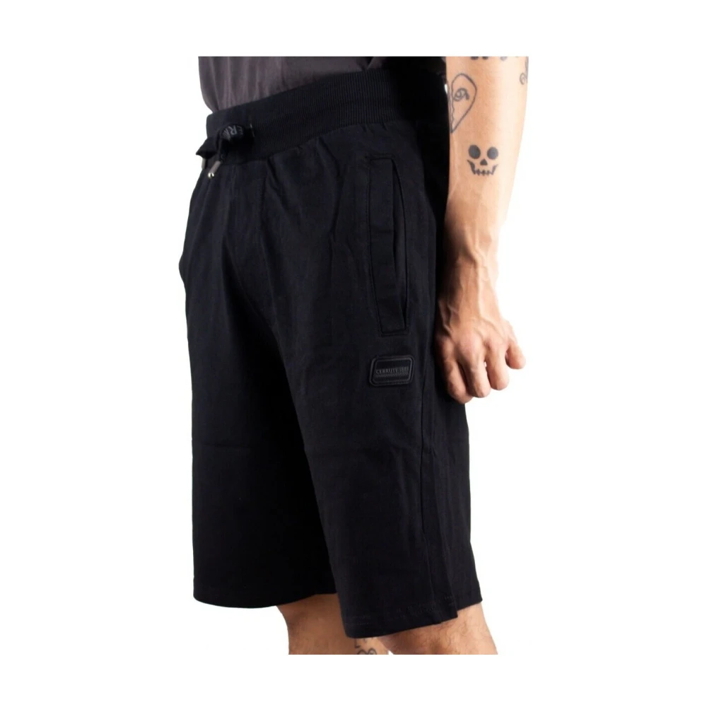 Cerruti 1881 Zwarte Jersey Shorts Rechte pasvorm Black Heren