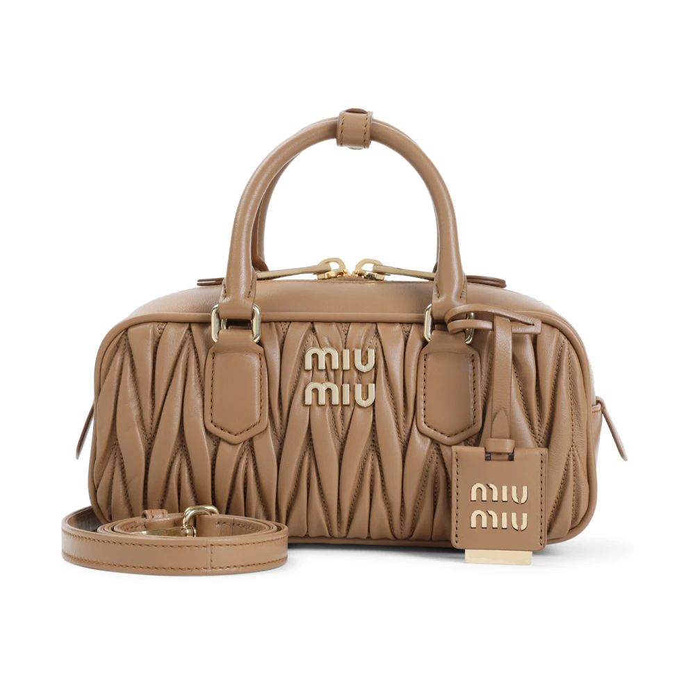 Miu Miu Women's Brown Arcadie Matelassé Leather Handbag - Handbags - One Size - Bags