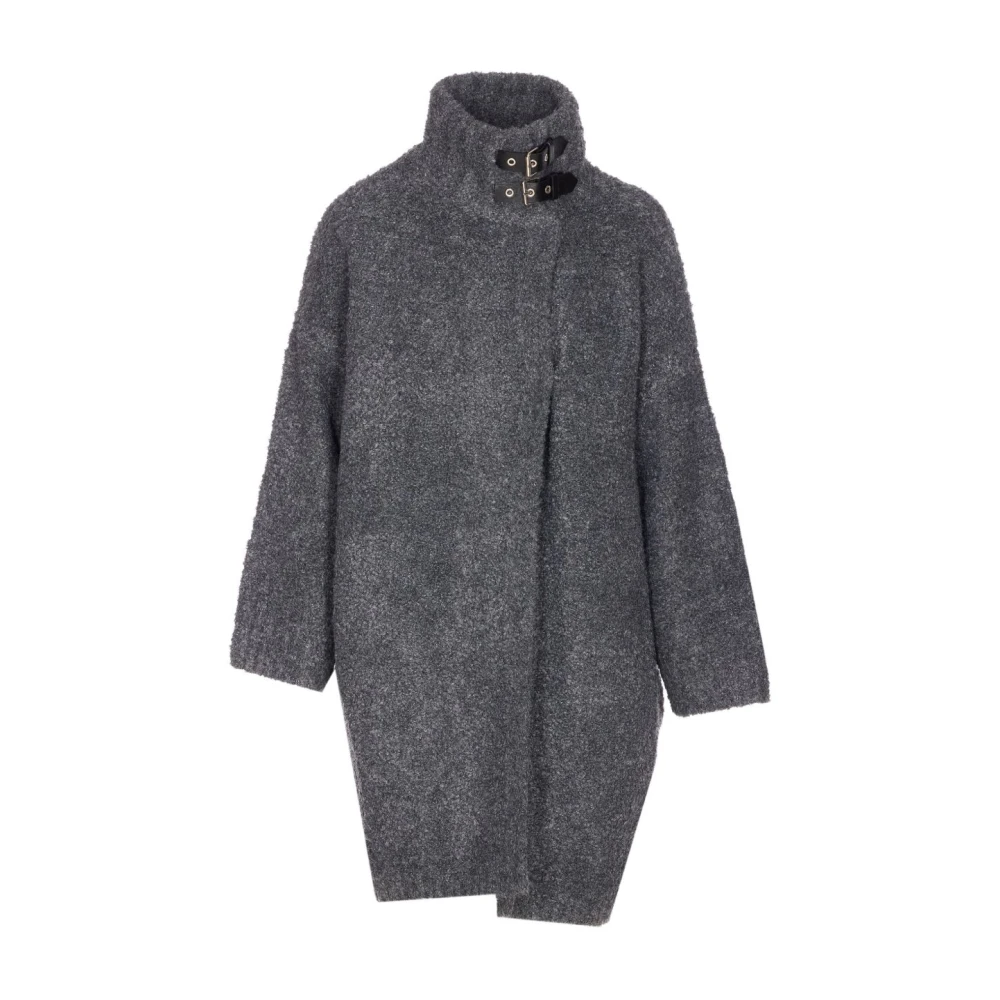 Liu Jo Women's Gray Single-Breasted Coats, M, White Winter Coat