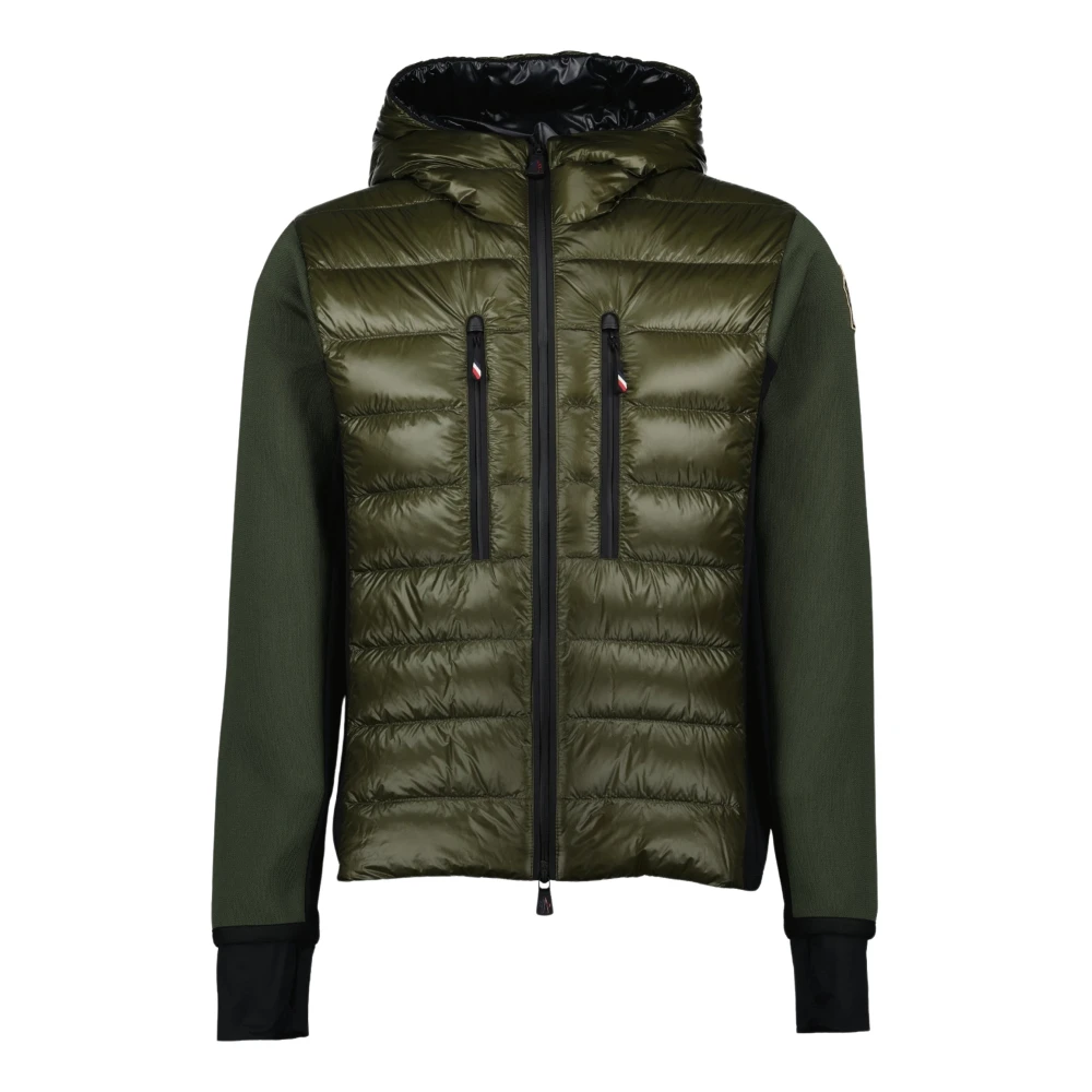 Moncler Bi-materiaal jas met hoge kraag Green Heren