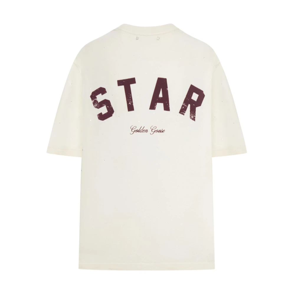 Golden Goose , T-Shirts, Male, White, M, Star Crystals T-Shirt