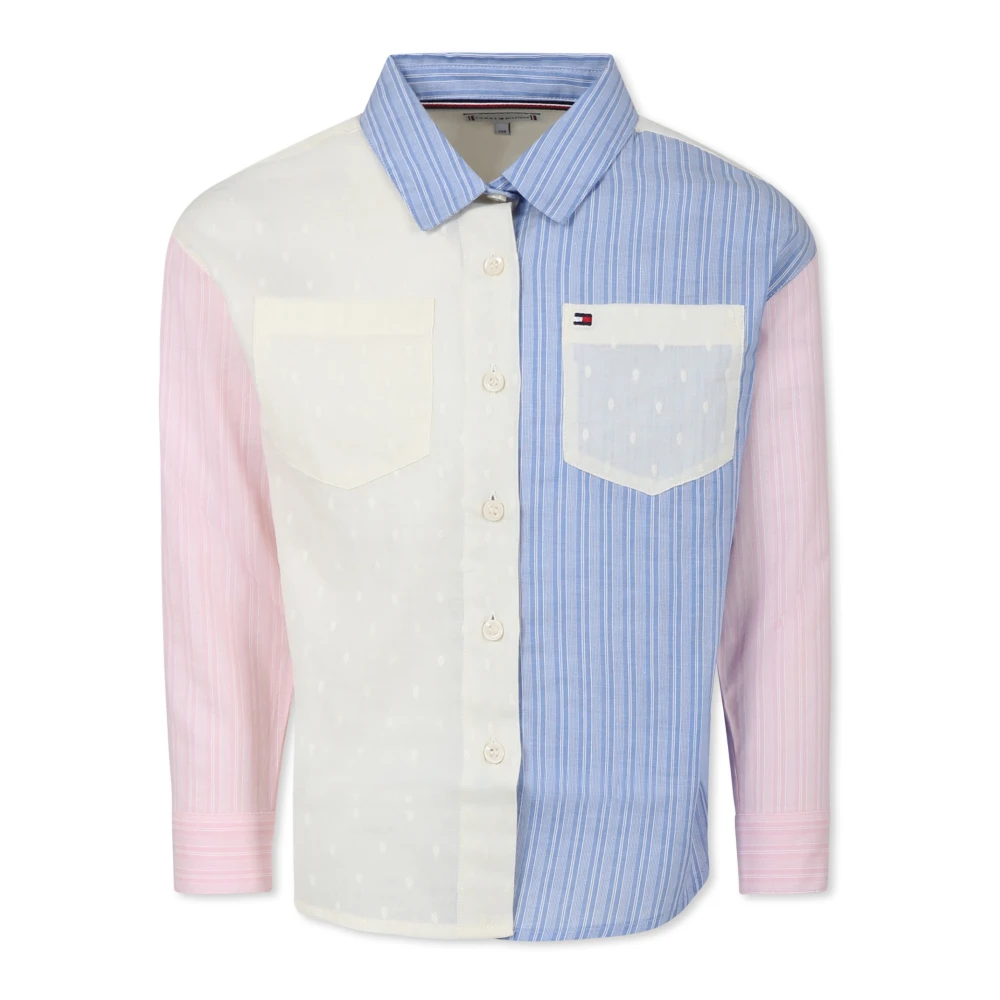 Tommy Hilfiger Boys Multicolor Shirts,, Striped Color Block Cotton Shirt Size 14 Y