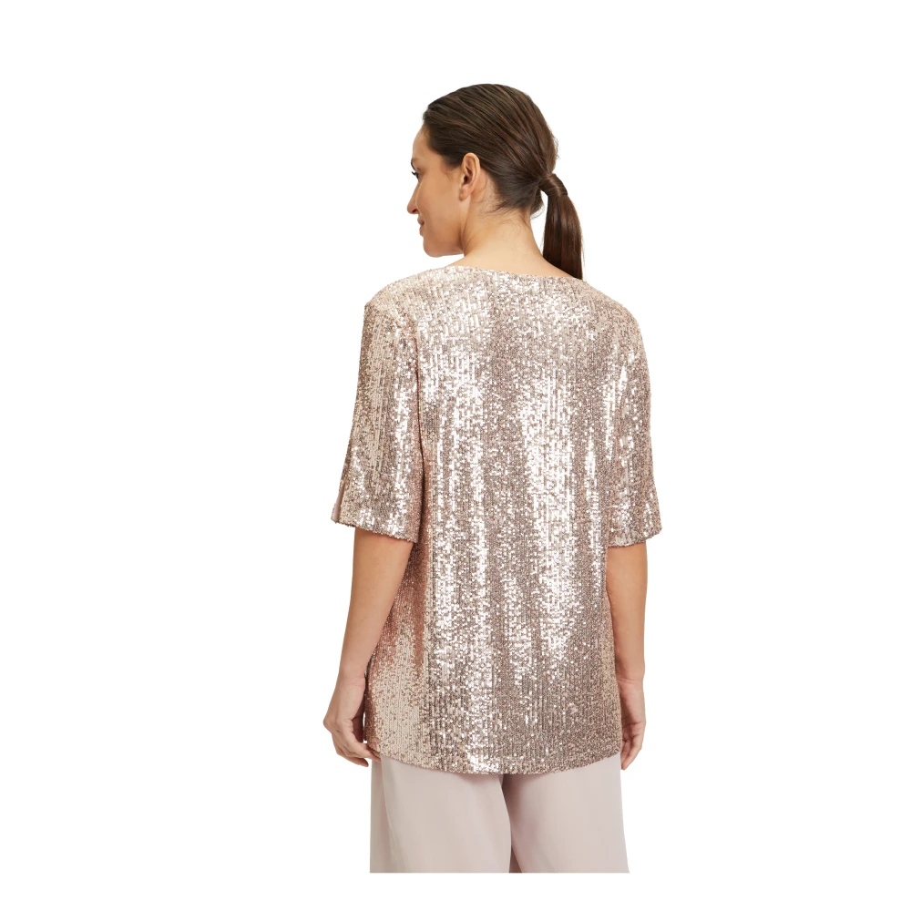 Vera Mont Paillettenblouse met splitmouwen Pink Dames