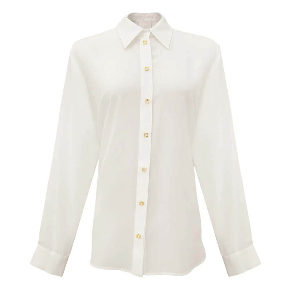 Givenchy Witte Zijden Overhemd met Kristalversieringen White Dames