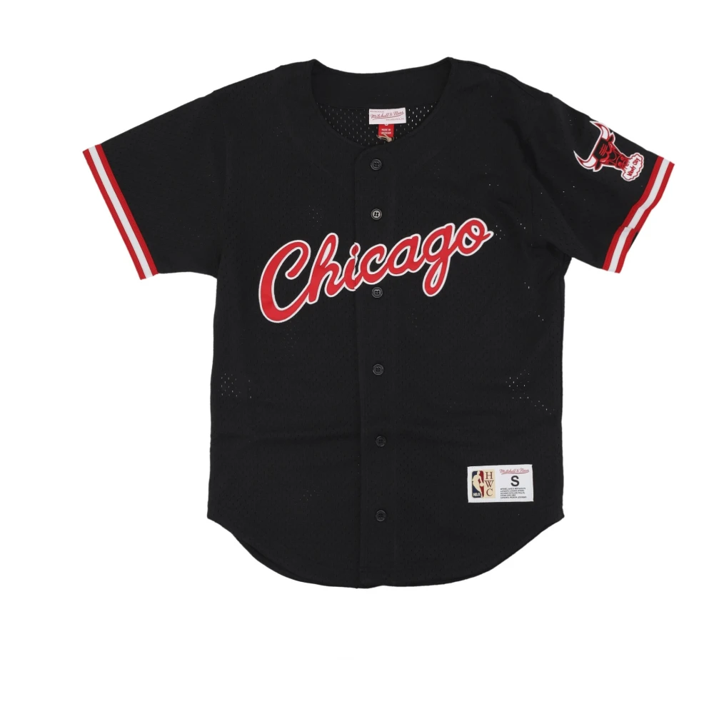 Mitchell & Ness Chicago Bulls Mesh Button Jacket Black Heren