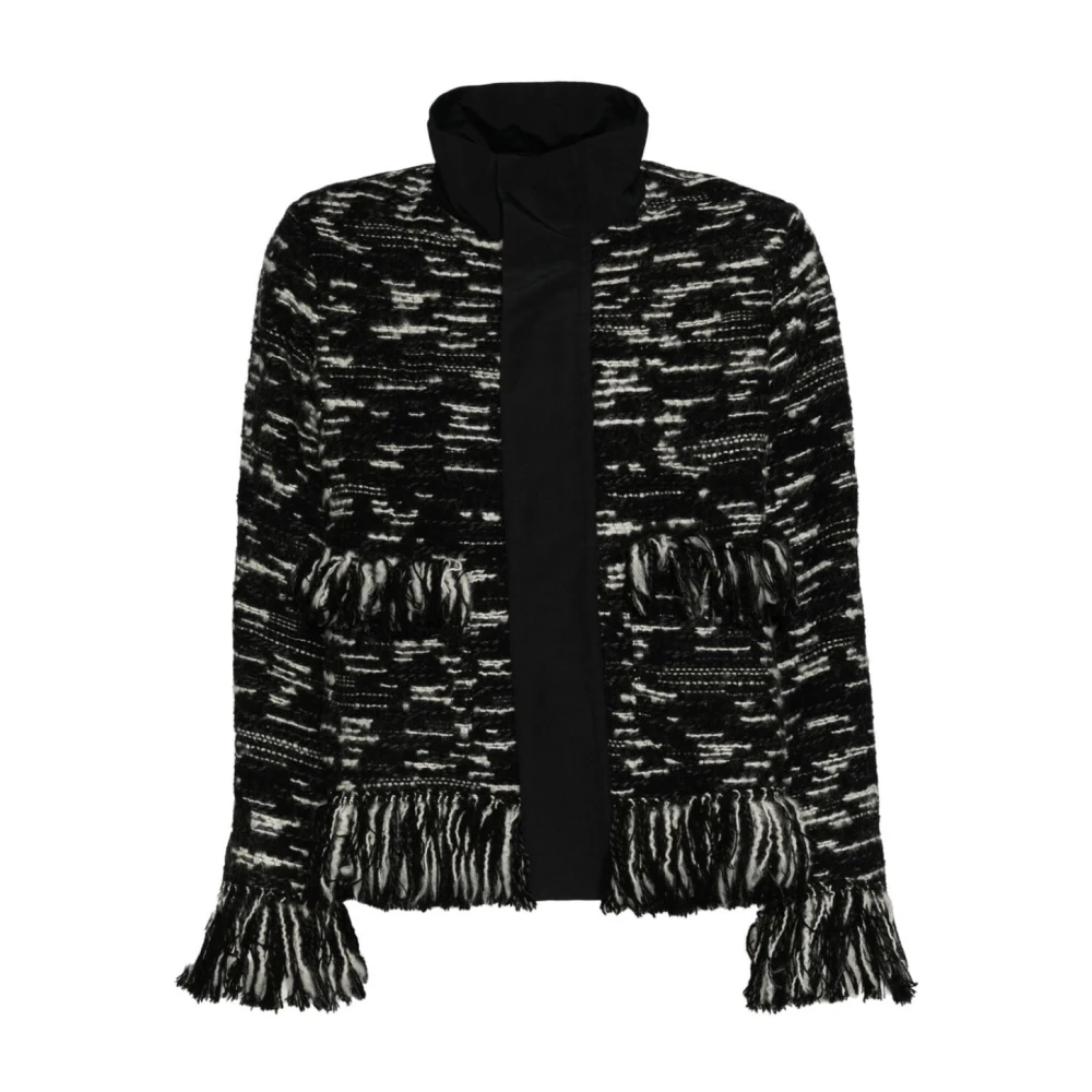 Sacai Zwart Tweed Blouson Jas Black Dames