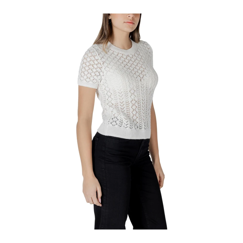 Only Witte Gebreide Korte Mouw Top White Dames