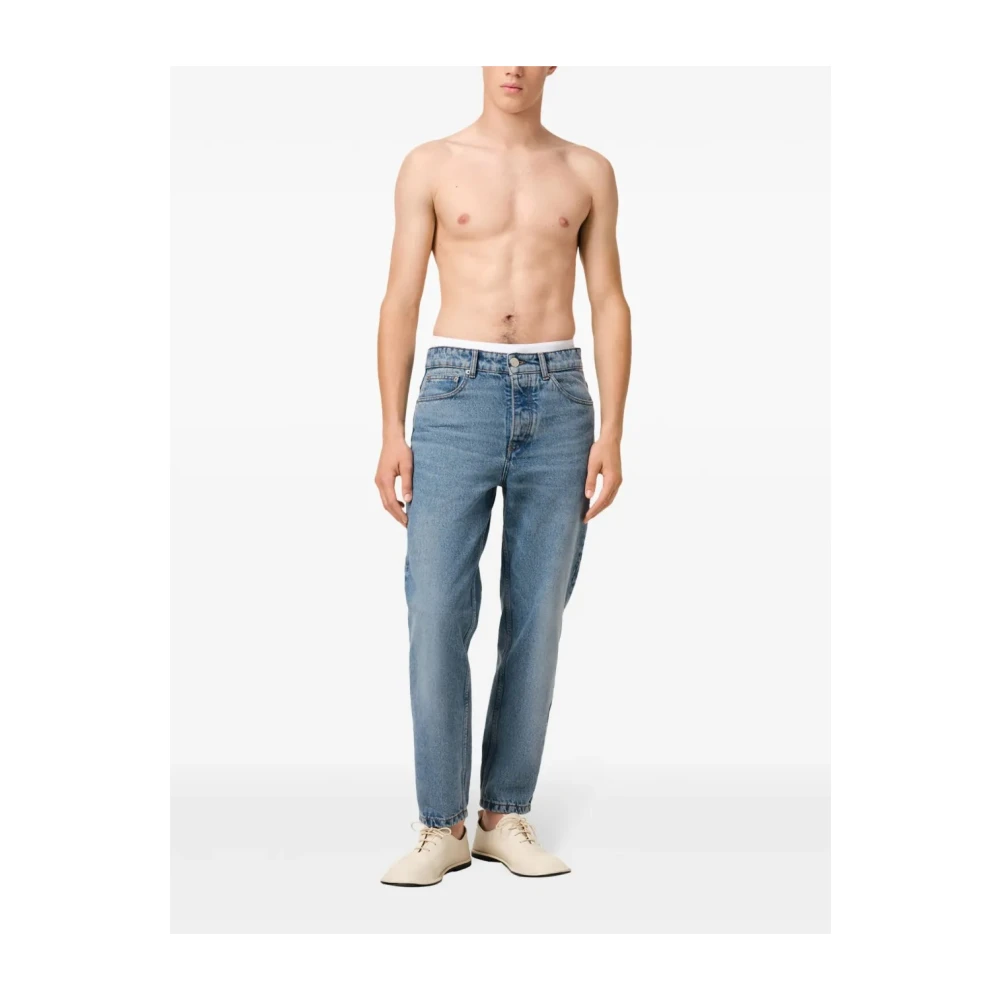 Ami Paris Tapered Leg Jeans Blue Heren