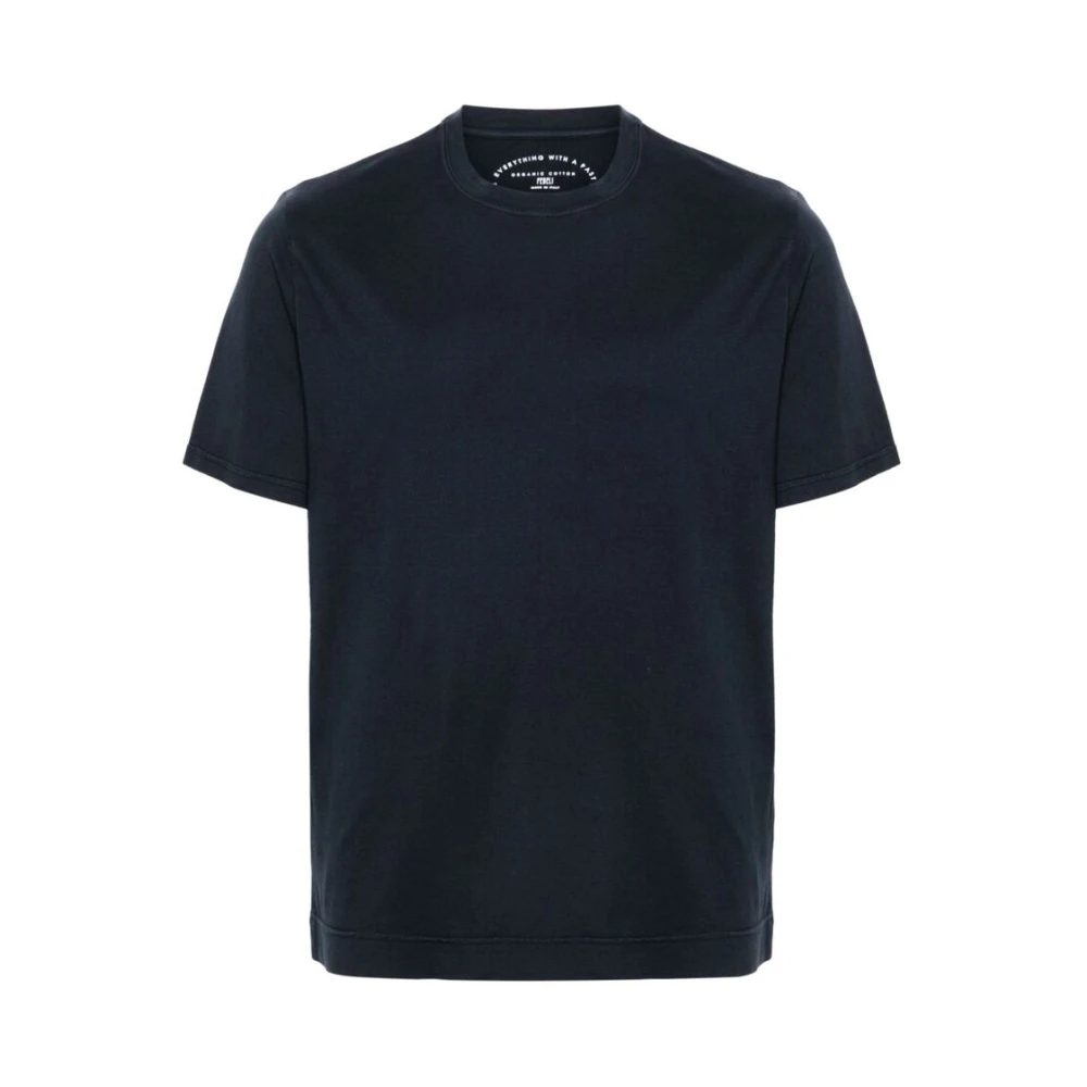 Fedeli Navy Blauw Katoen Ronde Hals T-shirt Blue Heren