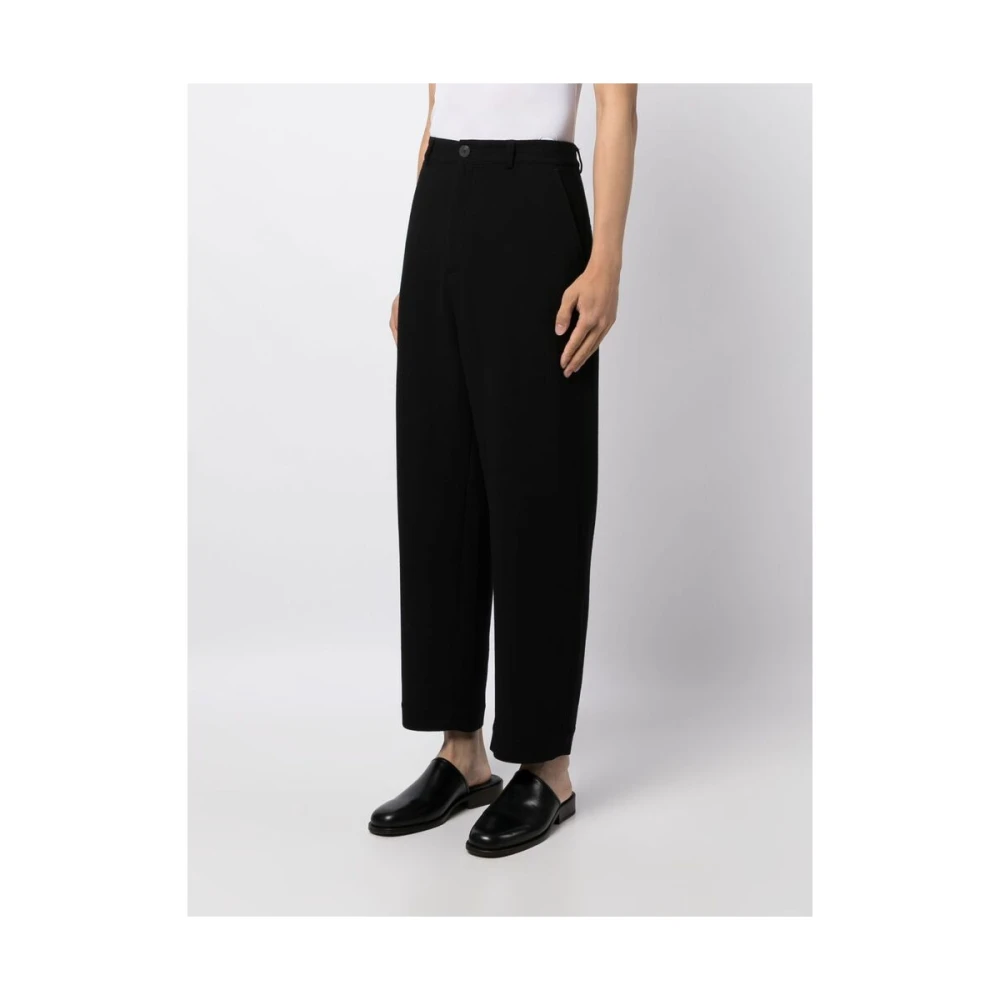 Studio Nicholson Zwarte Wollen Rechte Broek Black Heren
