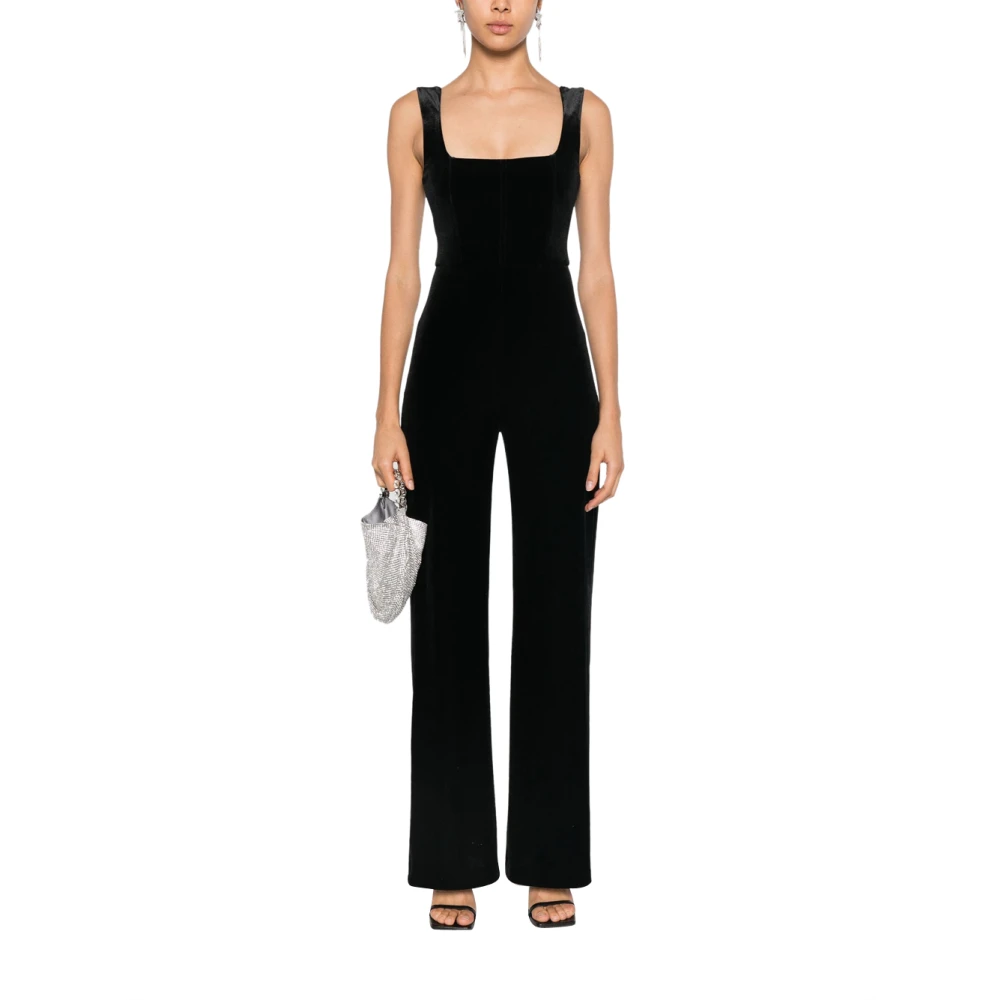 PATRIZIA PEPE Zwart Fluweel Jumpsuit Elegant Ontwerp Black Dames