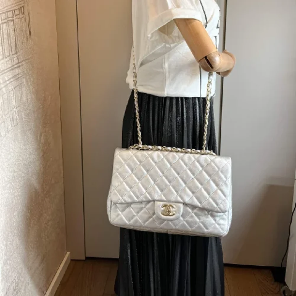 Chanel Vintage Pre-owned Leather chanel-bags Gray Dames
