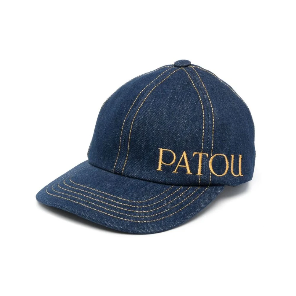 Patou Logo-Geborduurde Denim Baseball Cap Blue Dames