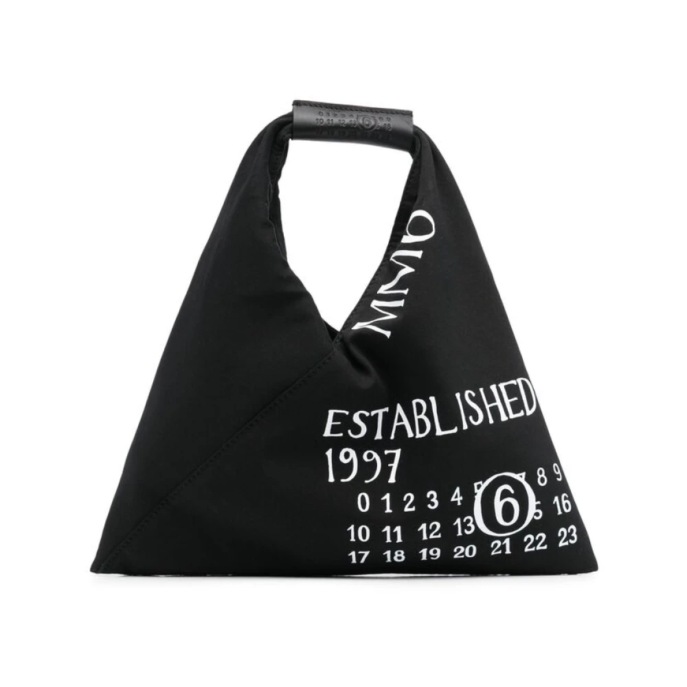 MM6 Maison Margiela Zwarte Top Handtas met Opzetzak Black Dames