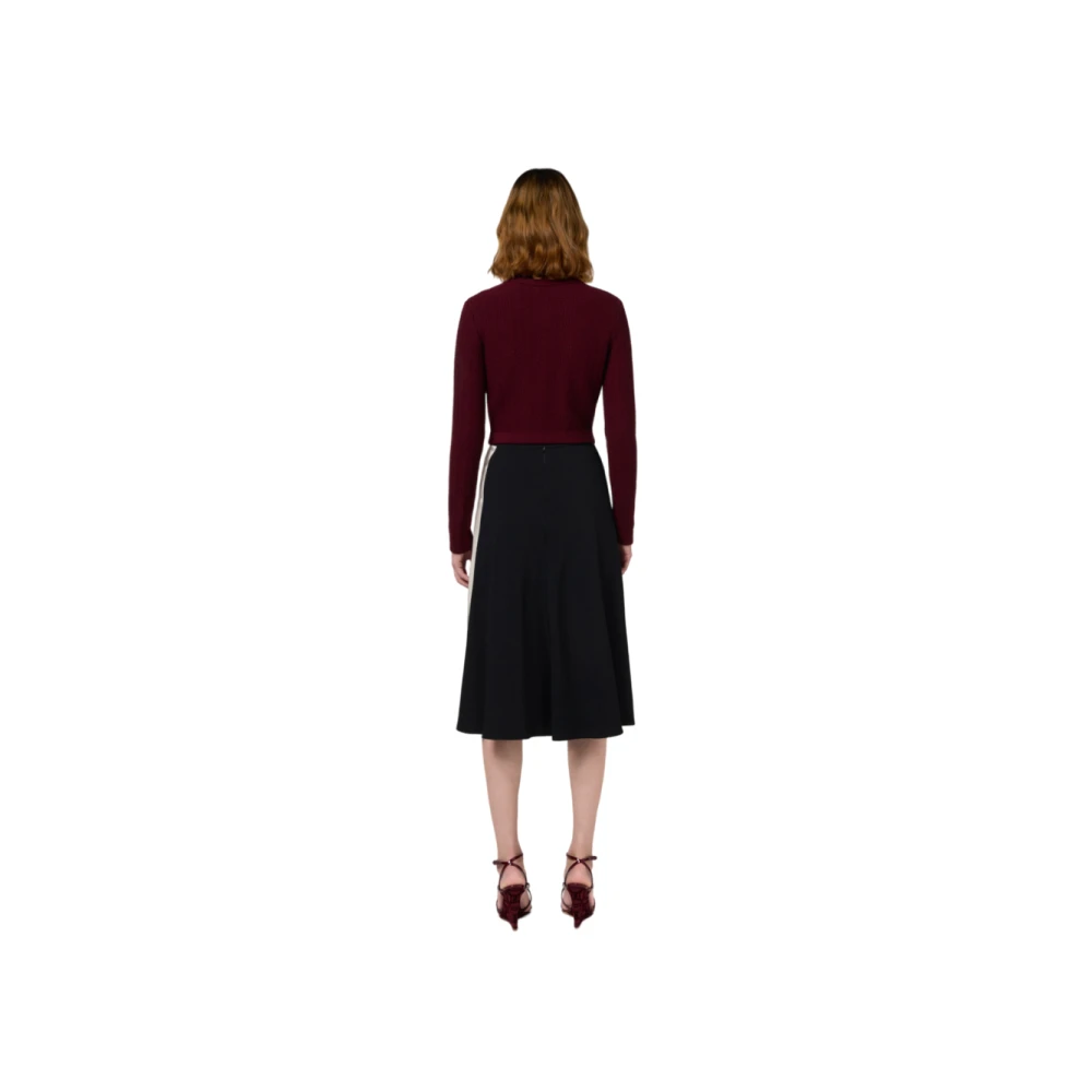 Elisabetta Franchi Midi satijnen rok met contrastdetails Black Dames