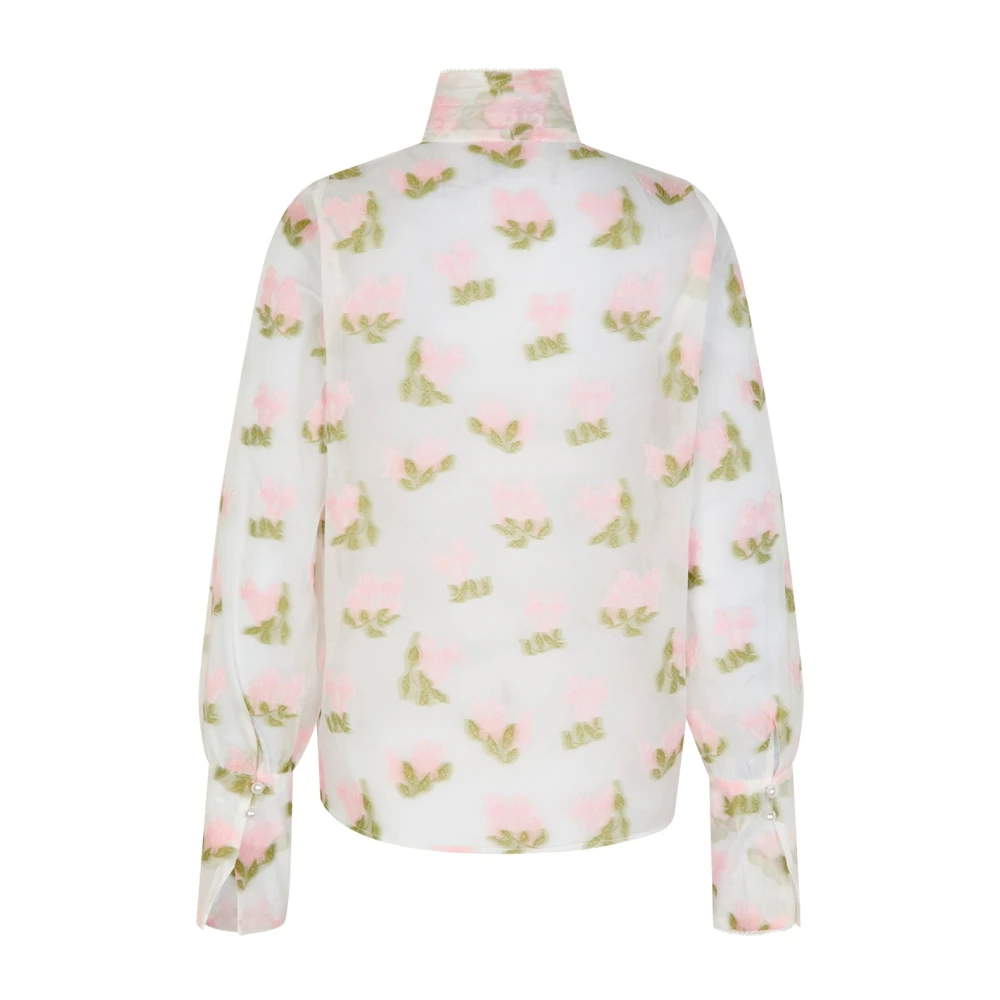 Cras Bloemen Geborduurde Doorschijnende Organza Blouse Multicolor Dames