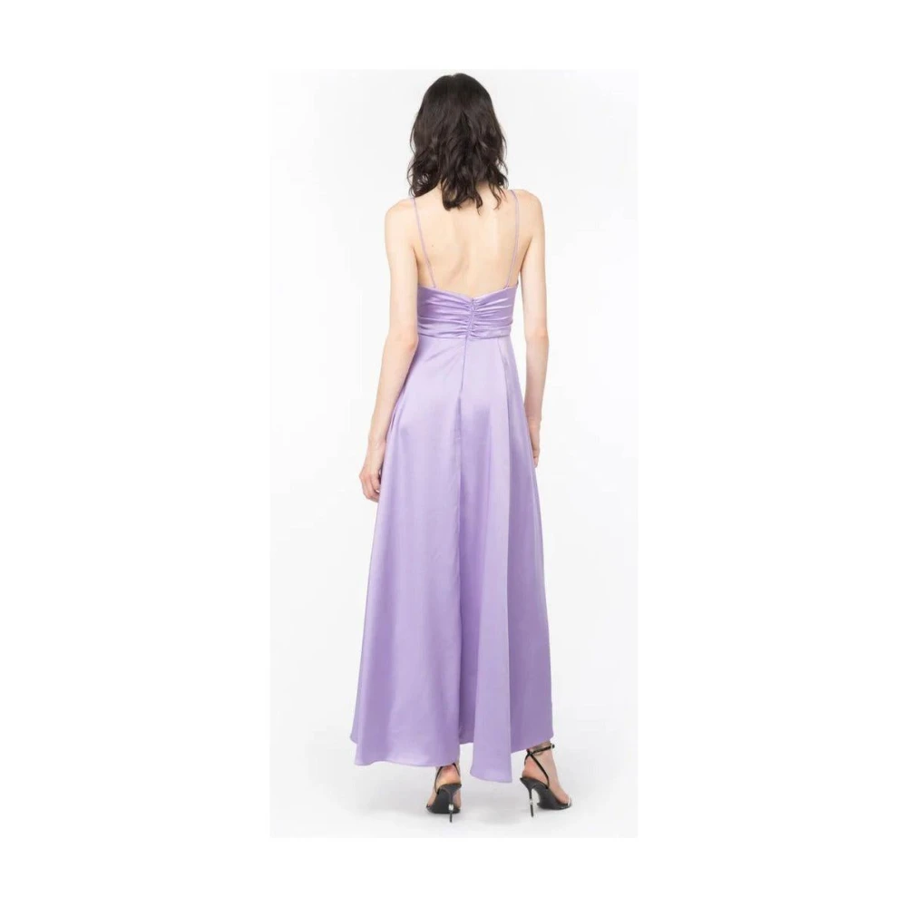 pinko Elegante Lange Satijnen Jurk met Bandjes Purple Dames