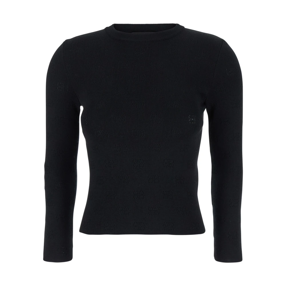 Balenciaga Zwarte BB Motief Wollen Trui Vrouw Black Dames