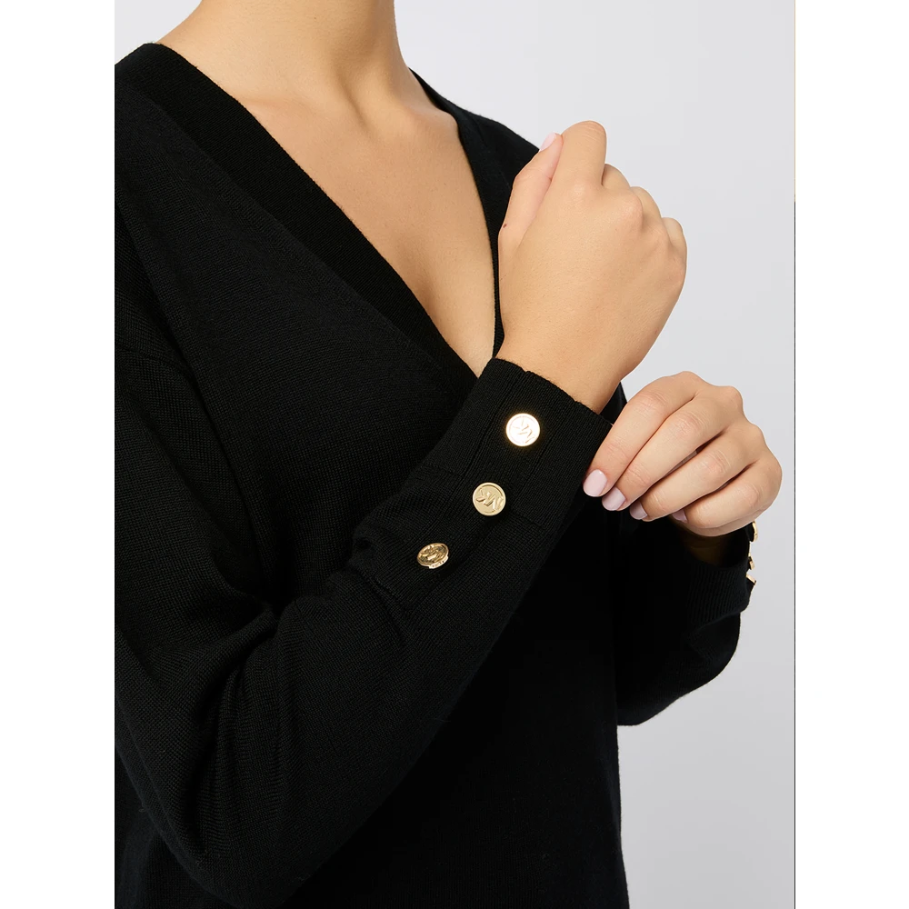 Michael Kors V-hals Ribtrui Nero Aw24 Black Dames