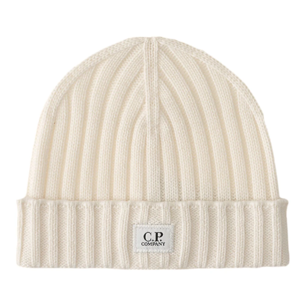 C.P. Company Logo Beanie van extrafijne wol White Heren
