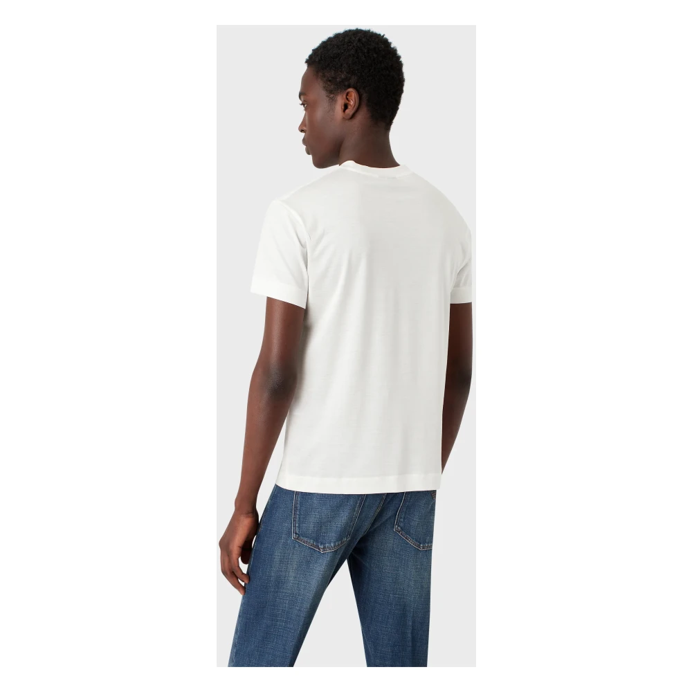 Emporio Armani Witte Tencel Heren T-shirt met 3D Logo White Heren