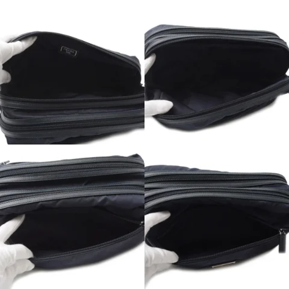Prada Vintage Pre-owned Canvas clutches Blue Dames