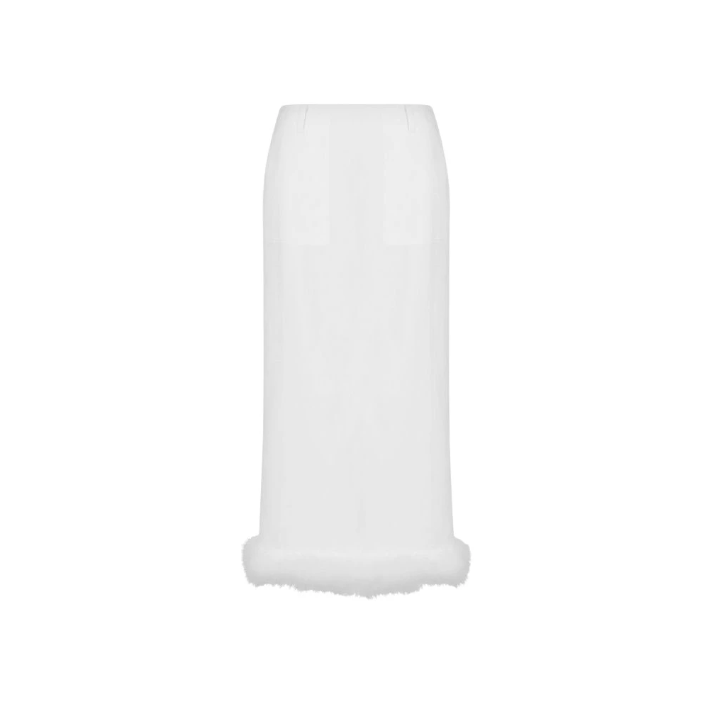 Moschino White Linen Blend Yarn-Dyed Skirt - Female - Midi Skirts - L - Skirts