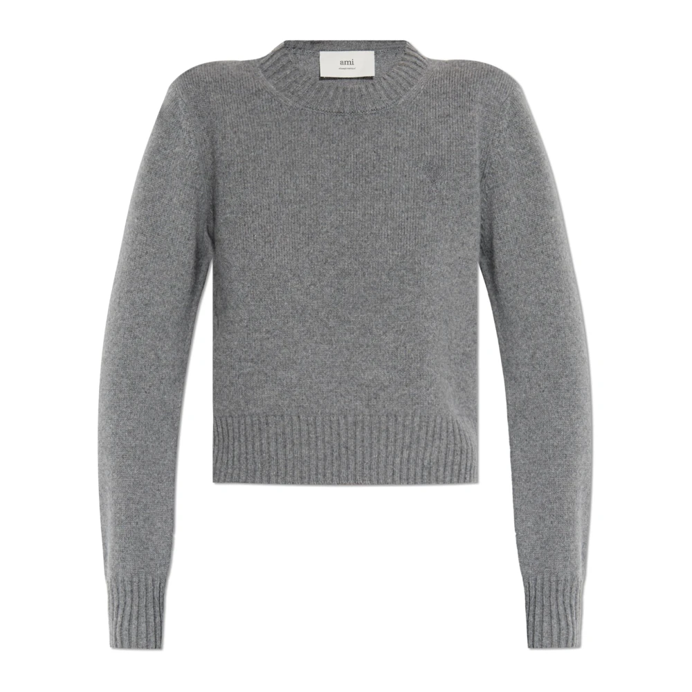 Ami Paris Cashmere Trui met Ronde Hals Gray