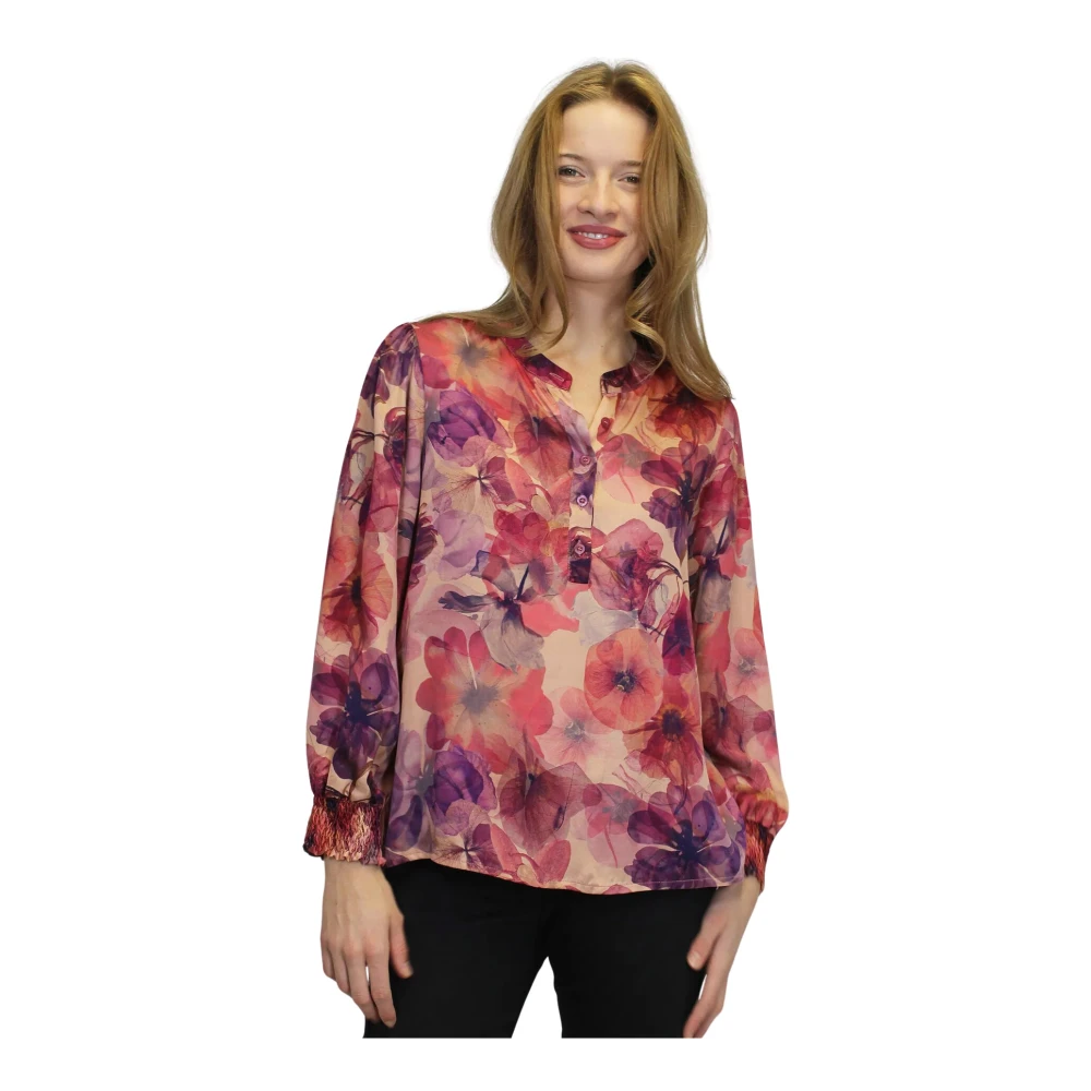 2-Biz Bloes met lange mouwen en V-hals Multicolor Dames