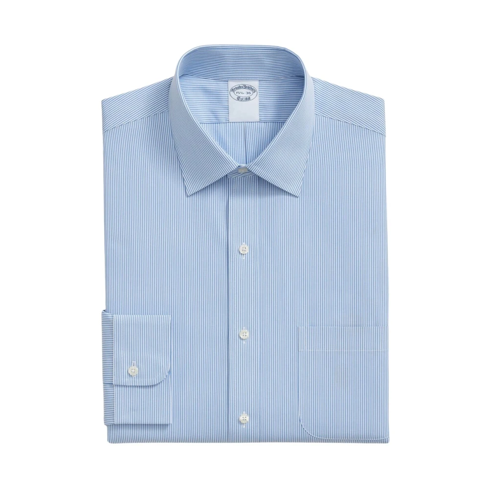 Brooks Brothers Men's Blue Regular Fit Cotton Shirt With Ainsley Collar - Formal Shirts - 2XL - Shirts