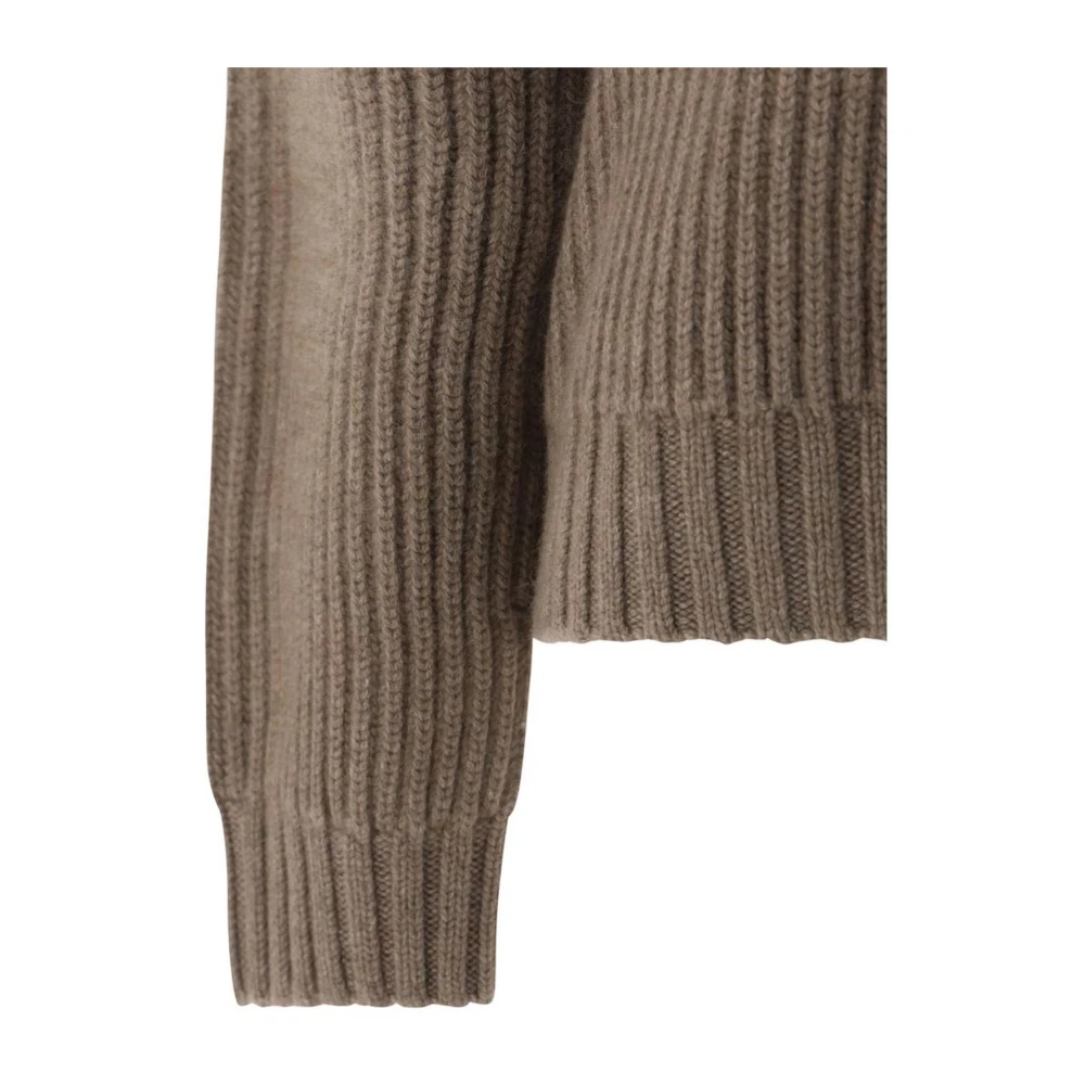 Khaite Monochrome Geribbelde Crew Neck Sweater Beige Dames