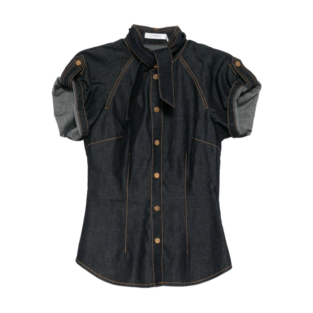 Zimmermann Women's Blue Denim Tie Neck Shirt