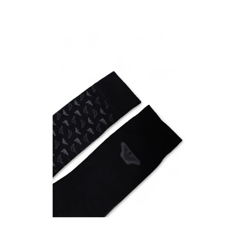 Emporio Armani Zwarte Katoenen Herensokken Collectie Black Heren
