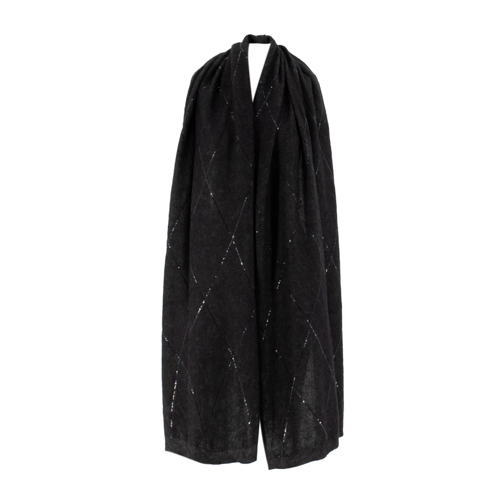 BRUNELLO CUCINELLI Lurex Detail Zacht Touch Sjaal Black Dames