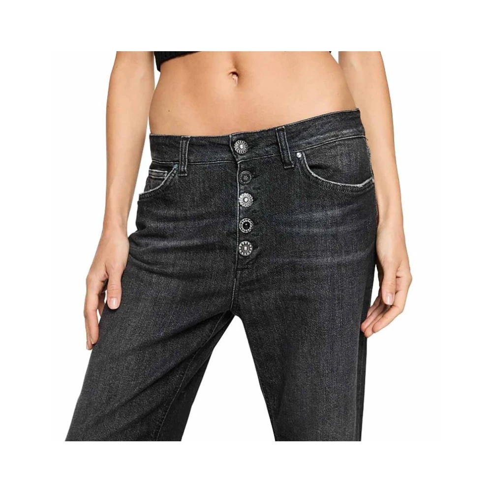 Dondup Zwarte Denim Loose Fit Jeans Black Dames