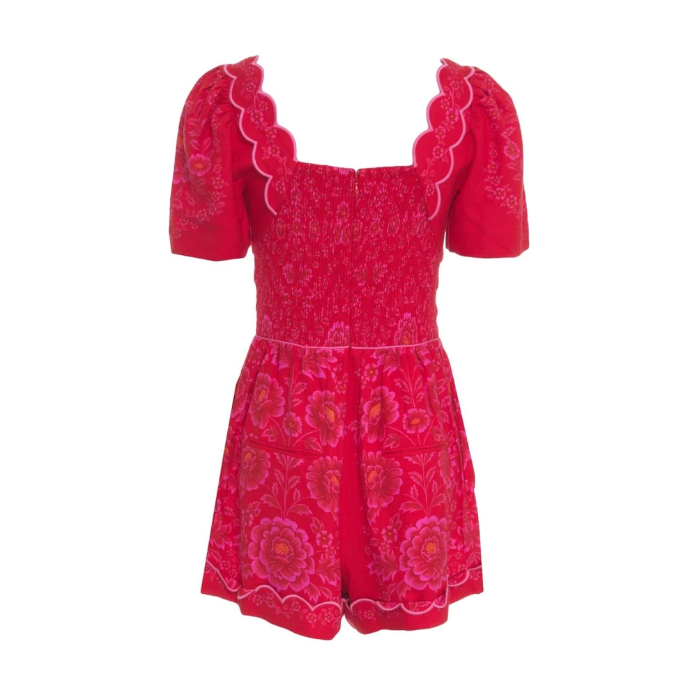 Farm Rio Rode Bloemen Korte Jumpsuit Zomerstijl Red Dames