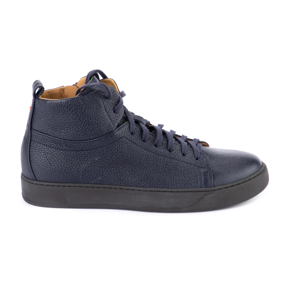 Henderson Läder Mid Top Sneakers Blue, Herr