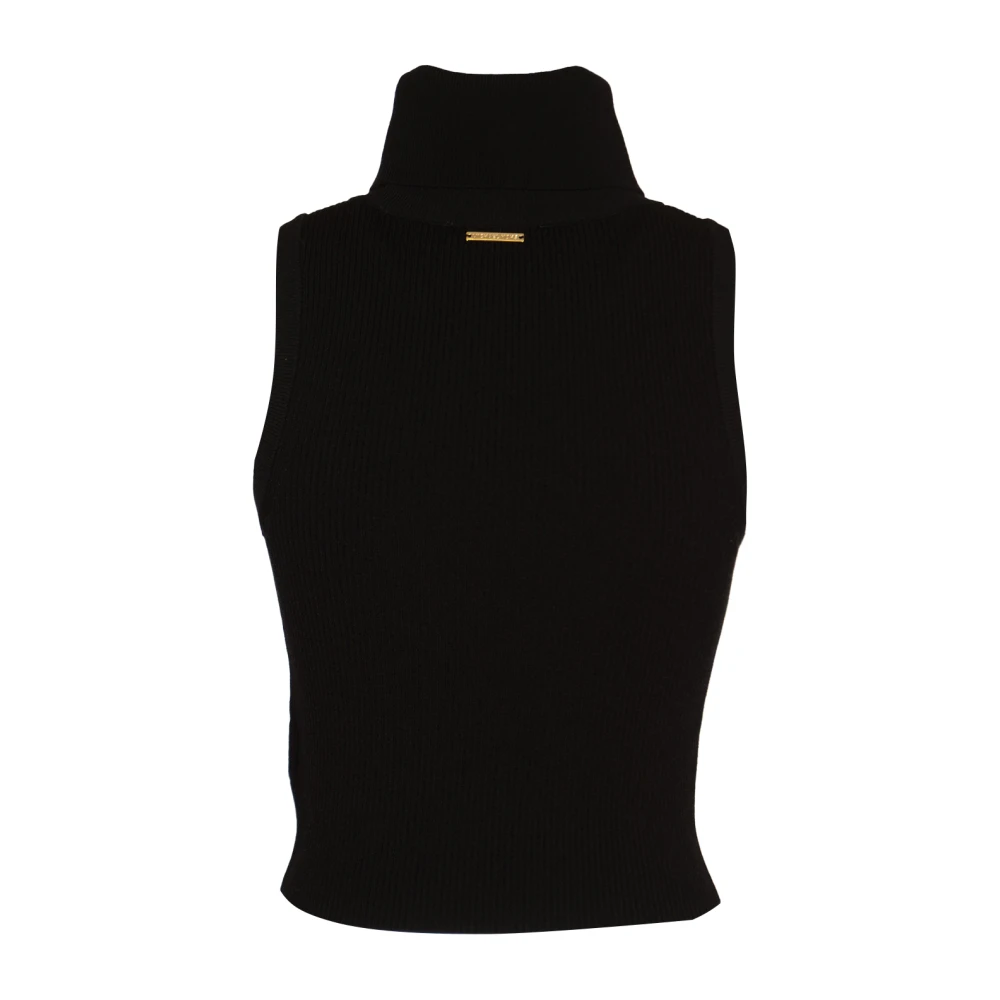 Michael Kors Geribde trui zonder mouwen met turtleneck Black Dames