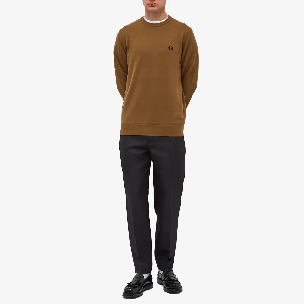 Fred Perry Klassieke Crew Neck Jumper Brown Heren
